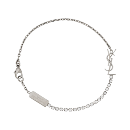 (W) Saint Laurent Opyum Charm Bracelet in Metal and Rhinestone Palladium
