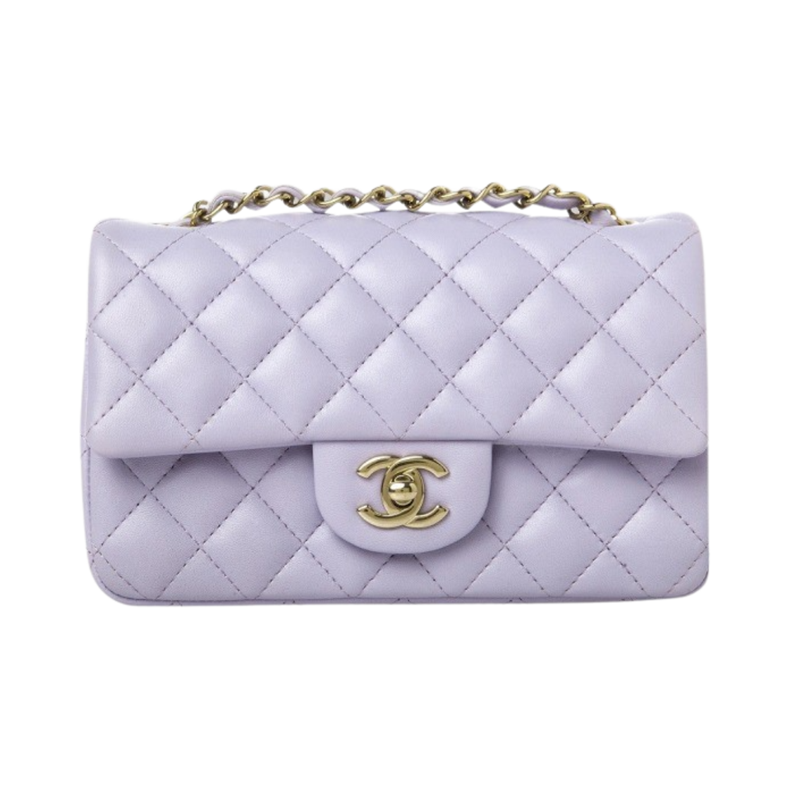 샤넬 미니 플랩백 램스킨 & 골드 메탈 라이트 퍼플