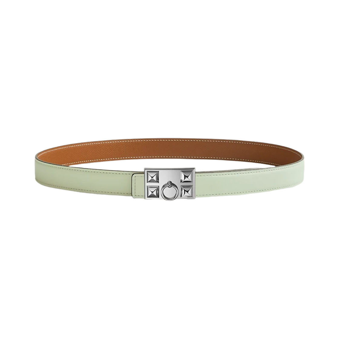 (W) 에르메스 꼴리에 드 샹 벨트 버클 & 리버서블 가죽 스트랩 24mm & 실버 베르 피즈 골드((W) Hermes Collier De Chien Belt Buckle & Reversible Leather Strap 24mm & Silver Vert Fizz Gold) - 1