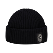 Stone Island N22C3 Full Rib Wool Beanie Black - 22FW