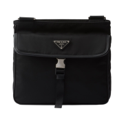 Prada Re-Nylon and Saffiano Leather Shoulder Bag Black