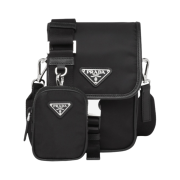 Prada Re-Nylon Saffiano Leather Shoulder Bag Black