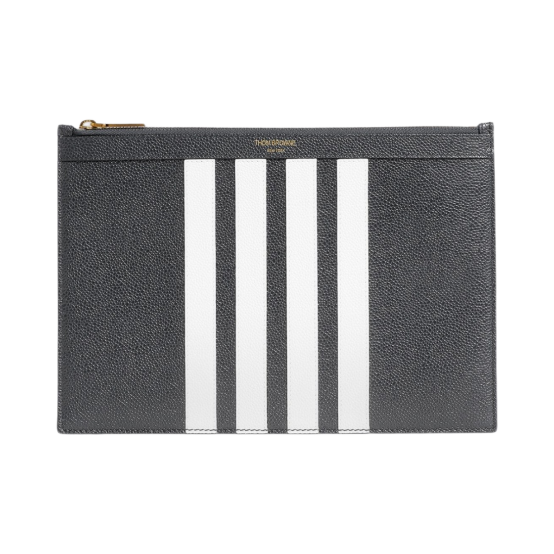 톰브라운 페블 카프스킨 사선 아플리케 스몰 도큐먼트 홀더 다크 그레이(Thom Browne Pebbled Calfskin 4-Bar Applique Small Document Holder Dark Grey) - 1