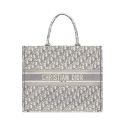 Dior Large Book Tote Grey Dior Oblique Embroidery