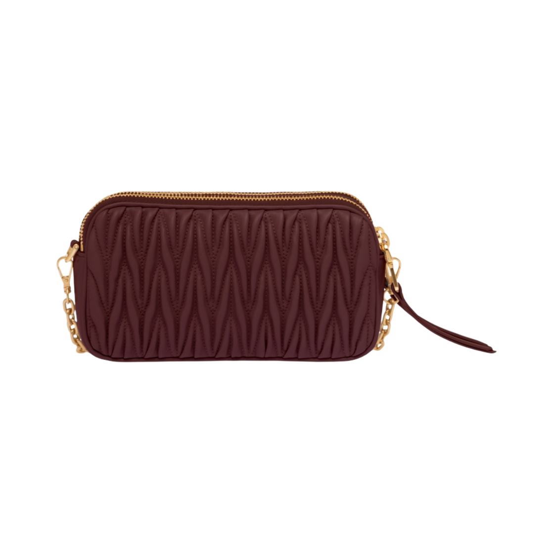 미우 미우 마테라쎄 나파 가죽 미니백 아마란스 레드 메이즈 옐로우(Miu Miu Matelasse Nappa Leather Mini Bag Amaranth Red Maize Yellow) - 3