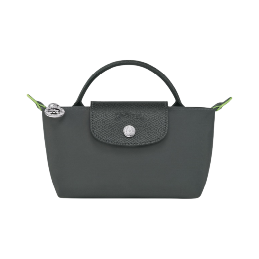34175919P66 Longchamp Le Pliage Green Handle Pouch Graphite