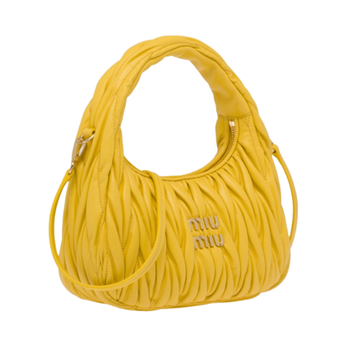 미우 미우 완더 마테라쎄 나파 레더 미니 호보백 써니 옐로우(Miu Miu Wander Matelasse Nappa Leather Mini Hobo Bag Sunny Yellow) - 2