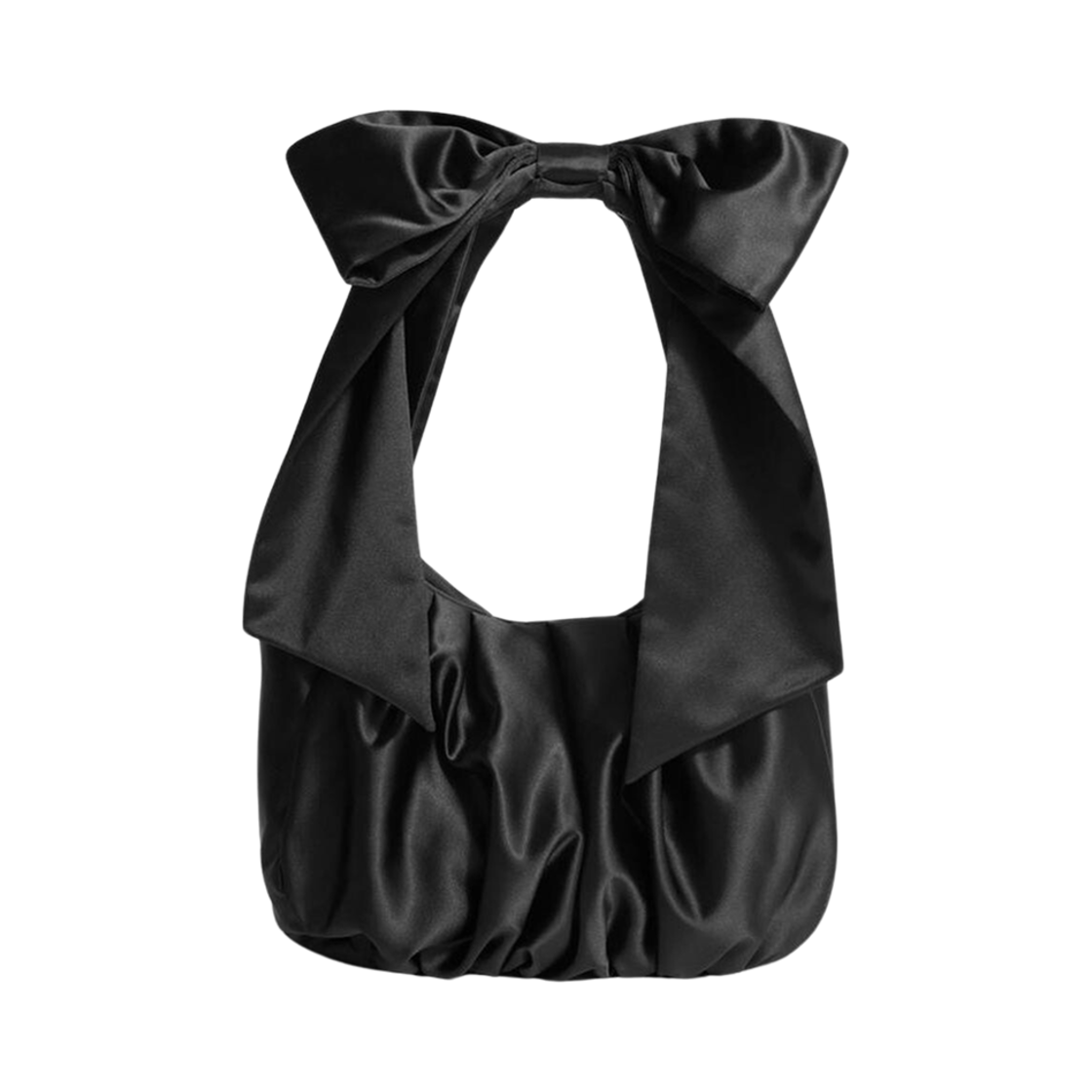 앤아더스토리즈 라지 새틴 보우 백 블랙(& Other Stories Large Satin Bow Bag Black)