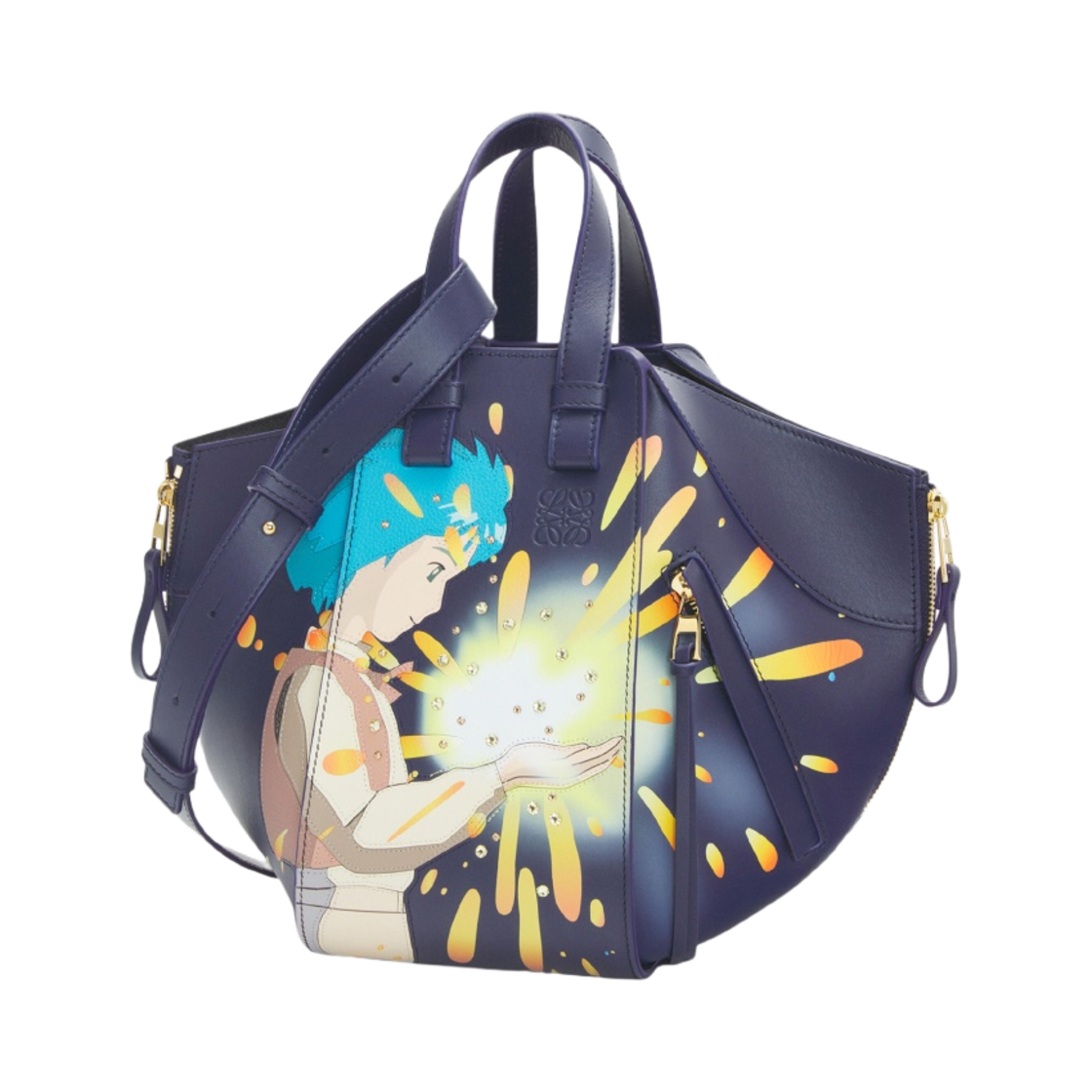 로에베 x 하울의 움직이는 성 매지컬 스카이 스몰 해먹백 사틴 카프스킨 마린(Loewe x Howl's Moving Castle Magical Sky Small Hammock Bag in Satin Calfskin Marine) - 2