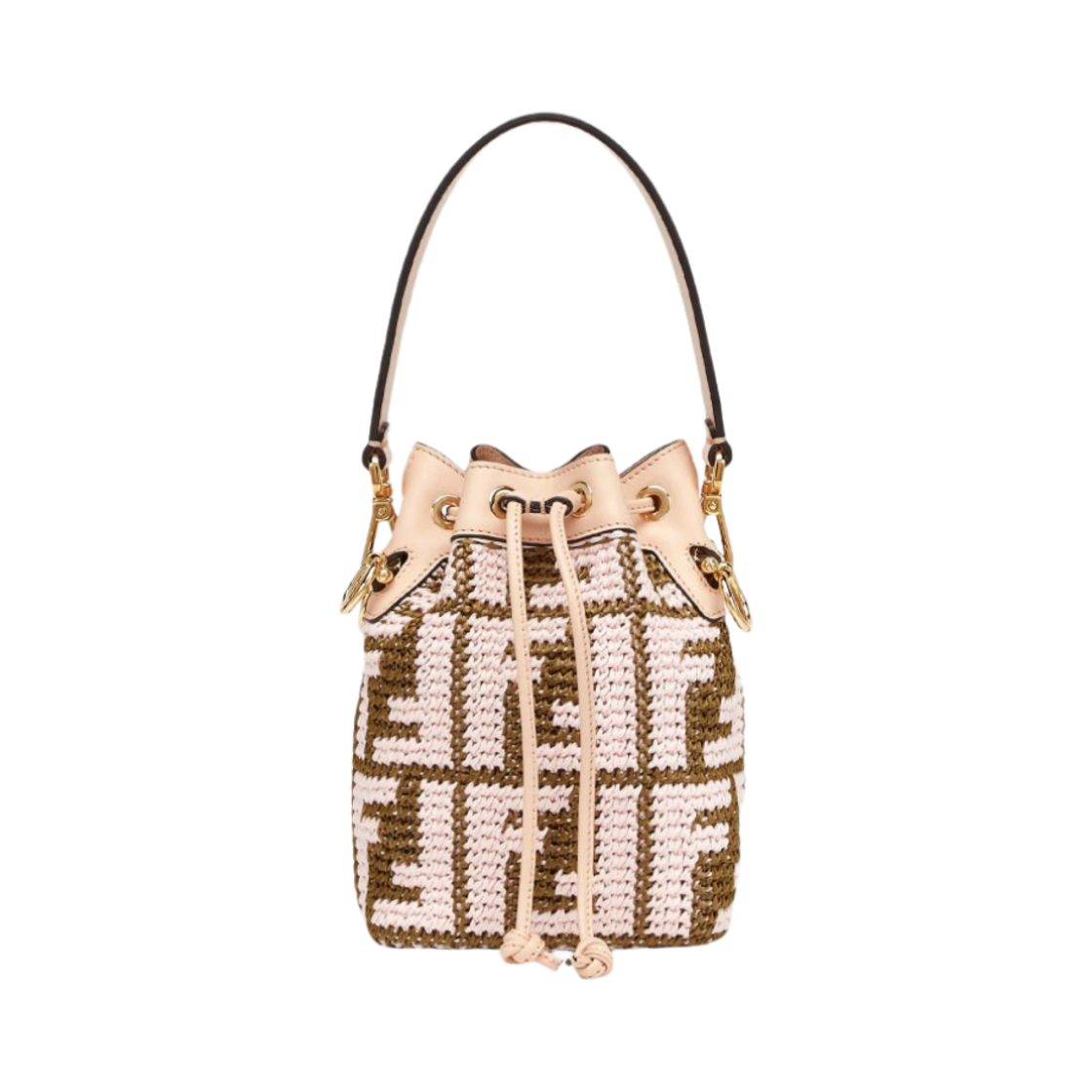 펜디 몬트레조 라피아 미니 버킷백 베이지 핑크