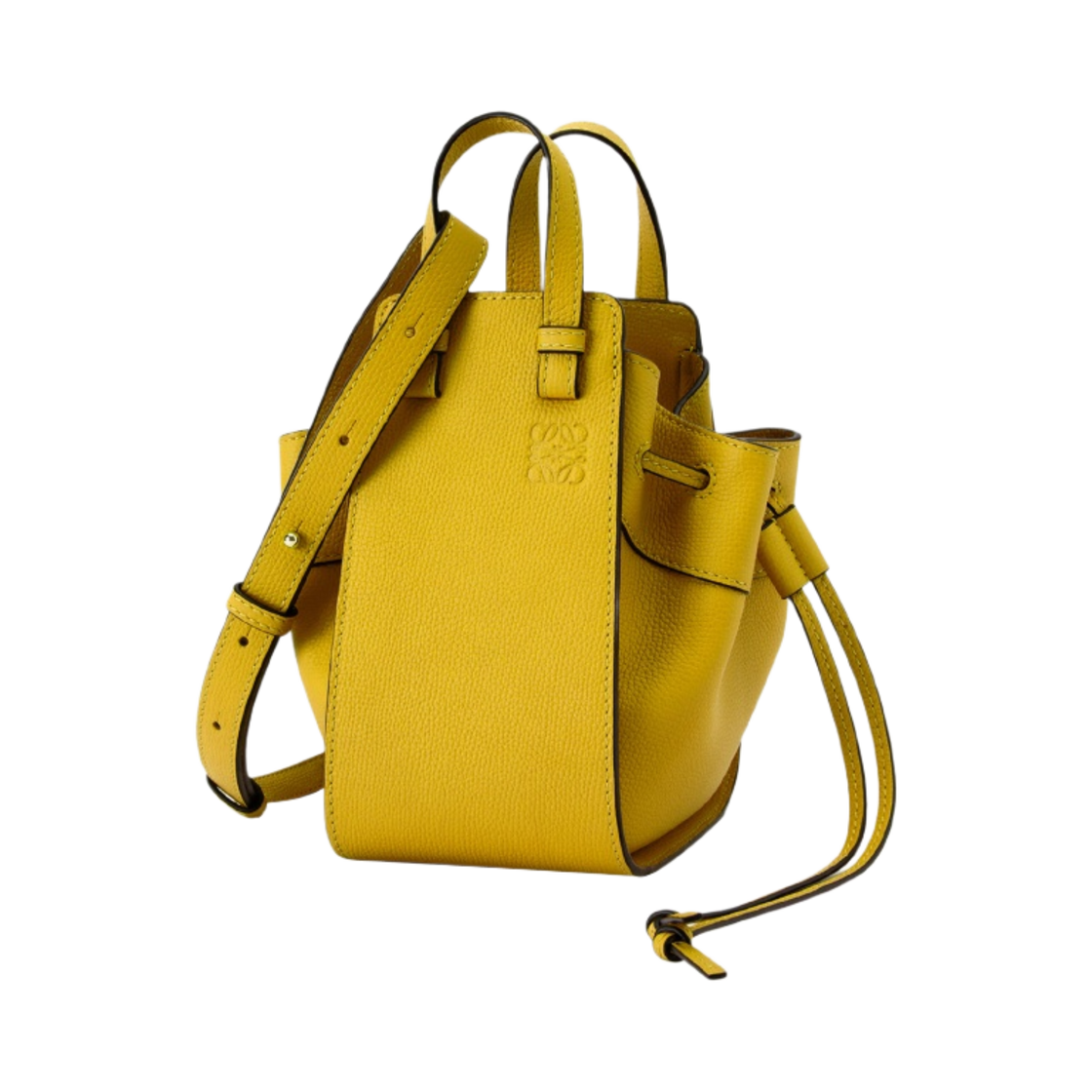 로에베 미니 해먹 드로우스트링백 페블 그레인 카프스킨 오커(Loewe Mini Hammock Drawstring Bag in Pebble Grain Calfskin Ochre) - 1