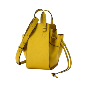 Loewe Mini Hammock Drawstring Bag in Pebble Grain Calfskin Ochre