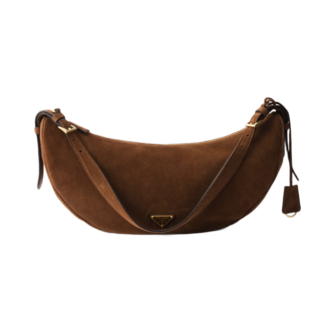 프라다 데미룬 라지 스웨이드 숄더백 코코아 브라운(Prada Demi-Lune Large Suede Shoulder Bag Cocoa Brown) - 1