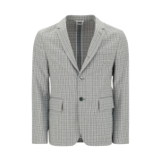 Thom Browne Cotton Boucle Suiting Small Hairline Check Unconstructed Classic Jacket Medium Grey