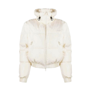 (W) MSGM Ripstop Nylon Cropped Down Jacket White