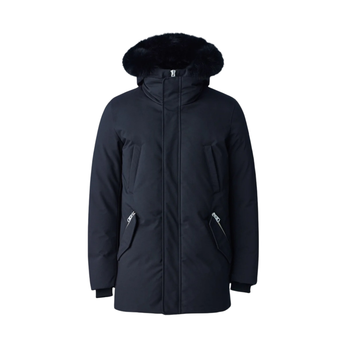 EDWARD-BX Mackage Edward 2-In-1 Down Parka with Hooded Bib and Blue Fox Fur Black