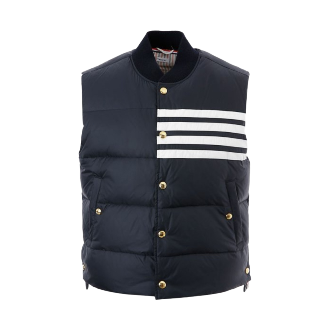 MVD017X-05411-415 Thom Browne Matte Nylon 4-Bar Down Vest Navy