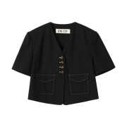Enor Women Single Stitch Detailed Crop Jacket Navy