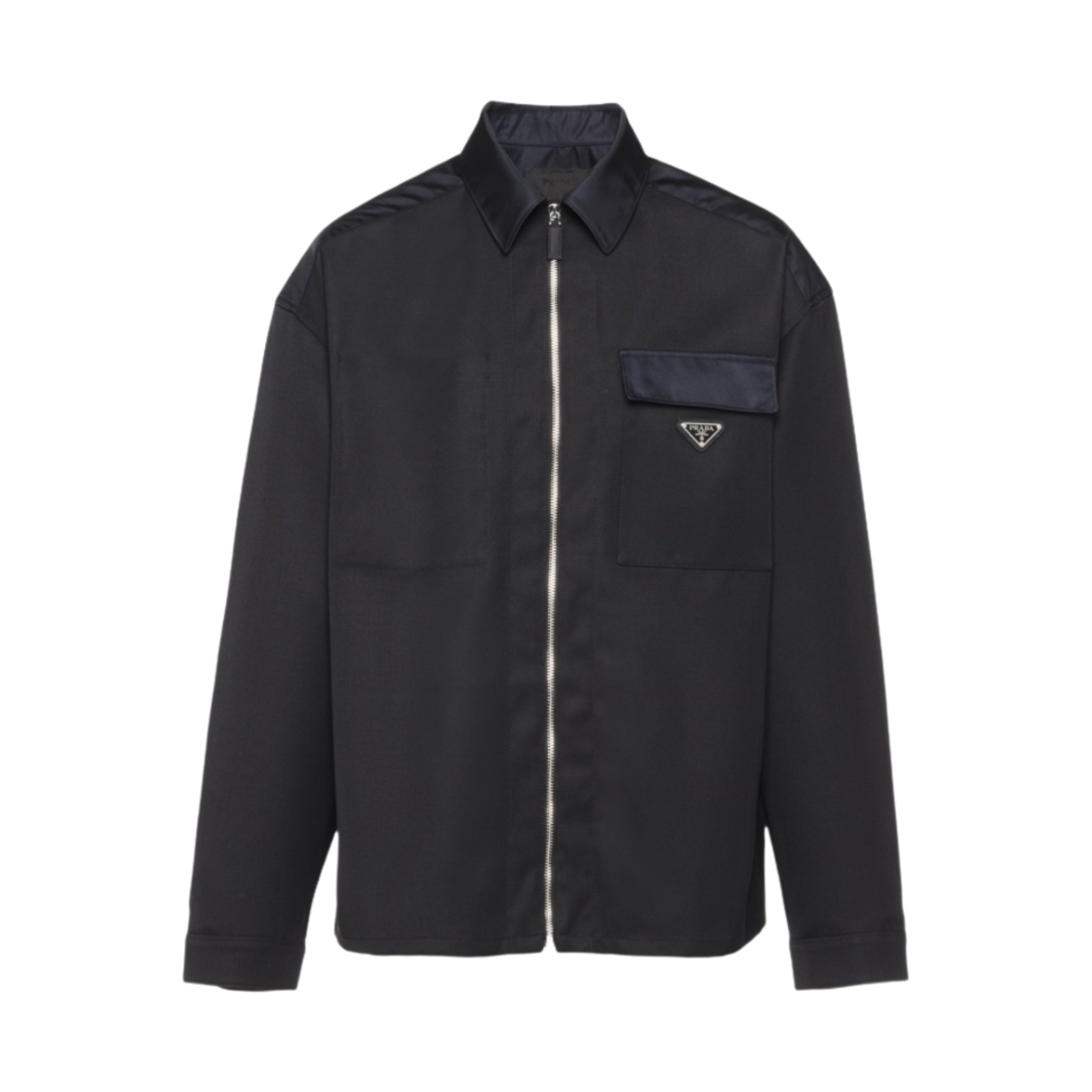 프라다 울 리나일론 셔츠 블랙(Prada Wool and Re-Nylon Shirt Black) - 1