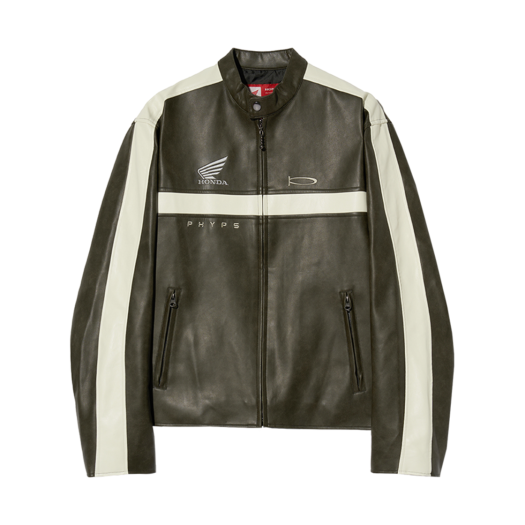 HEF1JK303ACH Honda Motorcycle Synthetic Leather Jacket Vintage Charcoal