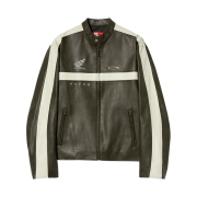 Honda Motorcycle Synthetic Leather Jacket Vintage Charcoal
