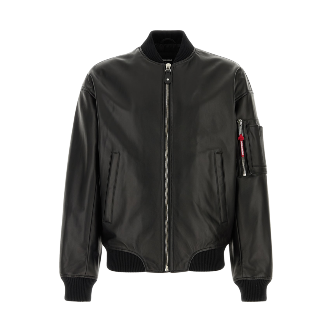 S74AM1502SY1491900 Dsquared2 Leather Bomber Jacket Black
