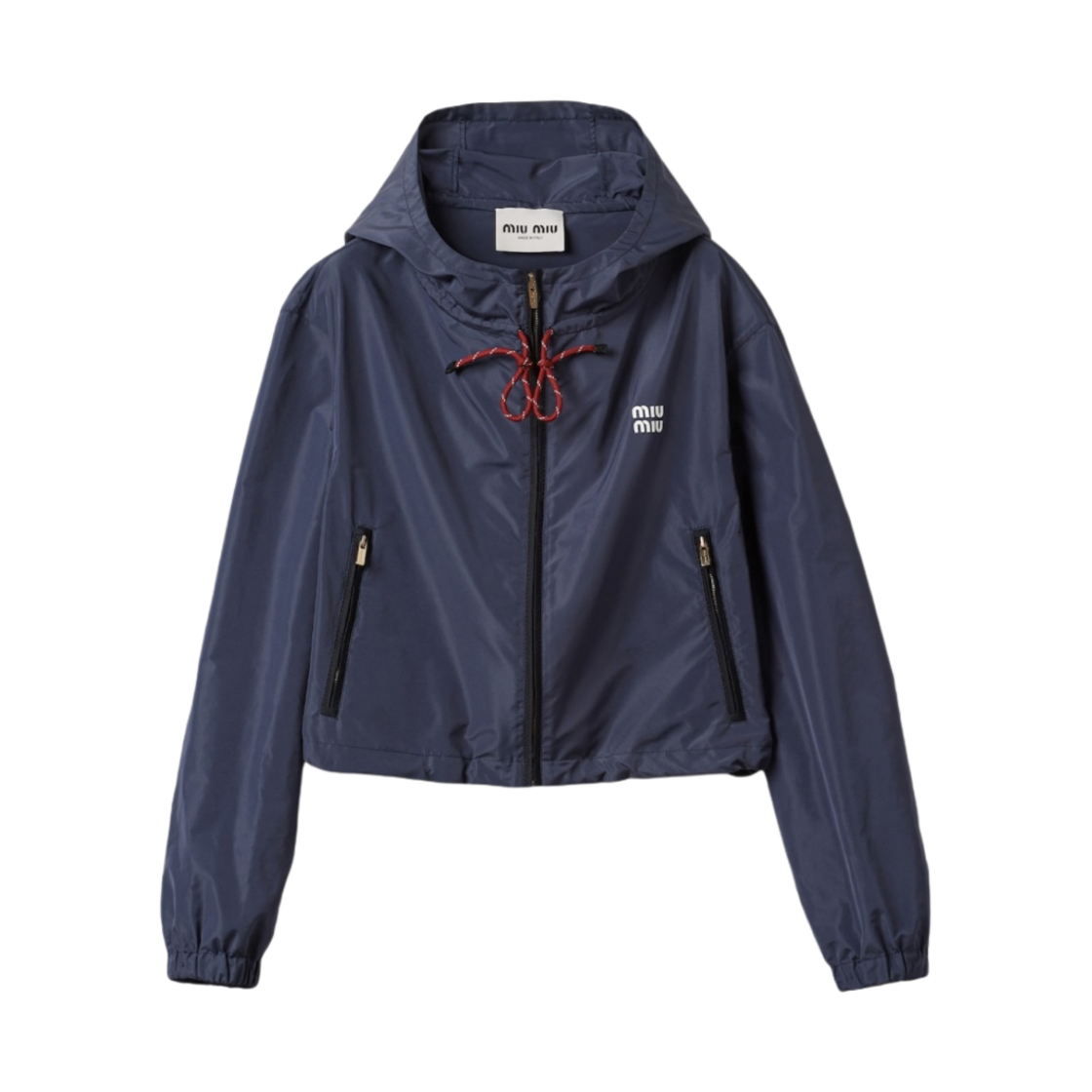 (W) 미우 미우 테크니컬 패브릭 블루종 자켓 네이비((W) Miu Miu Technical Fabric Blouson Jacket Navy) - 1