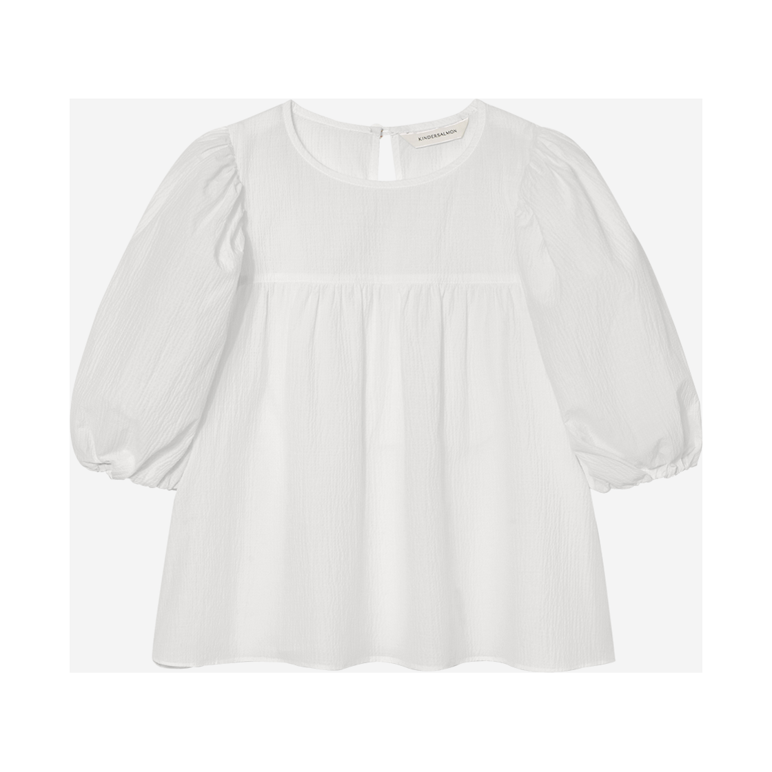 킨더살몬 우먼 시어서커 퍼프 슬리브 블라우스 오프 화이트(Kindersalmon Women Seersucker Puff Sleeve Blouse Off White) - 1