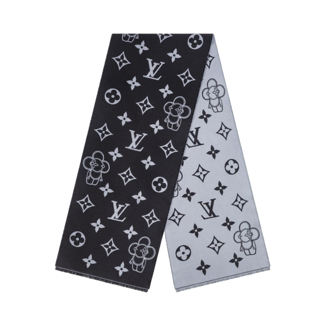 루이비통 모노그램 비비엔 머플러 블랙 그레이(Louis Vuitton Monogram Vivienne Muffler Black Grey)