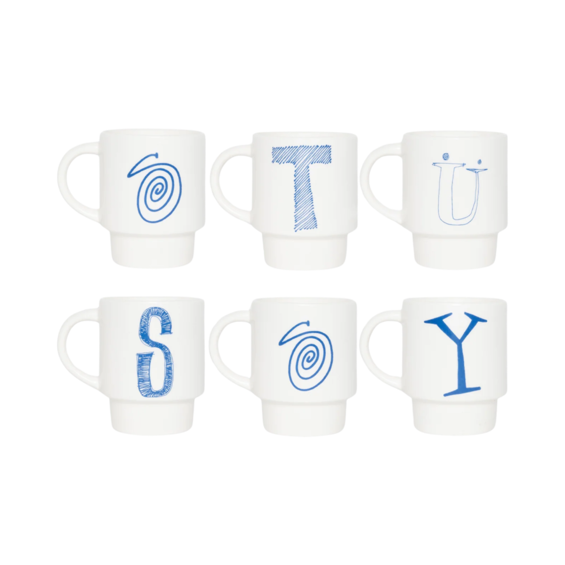 스투시 스태킹 머그 화이트 (6개 세트)(Stussy Stacking Mug White (Set of 6))
