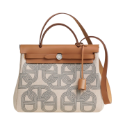 Hermes Herbag Zip 31 Bag H Plume Canvas & Palladium Gris Meyer Ecru Beige Nature