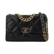Chanel Large 19 Handbag Lambskin & Gold Black