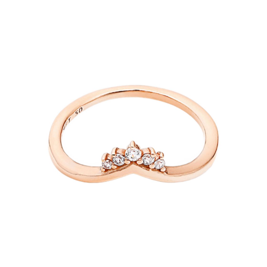 (W) 판도라 티아라 위시본 링 로즈 골드 플래팅 클리어((W) Pandora Tiara Wishbone Ring Rose Gold Plated Clear) - 1