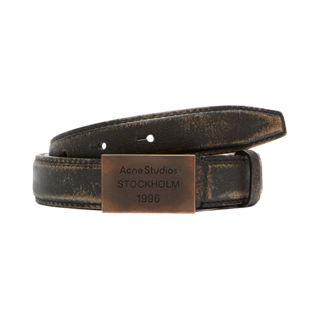 아크네 스튜디오 인그레이브드 로고 레더 벨트 다크 브라운 베이지(Acne Studios Engraved Logo Leather Belt Dark Brown Beige) - 1