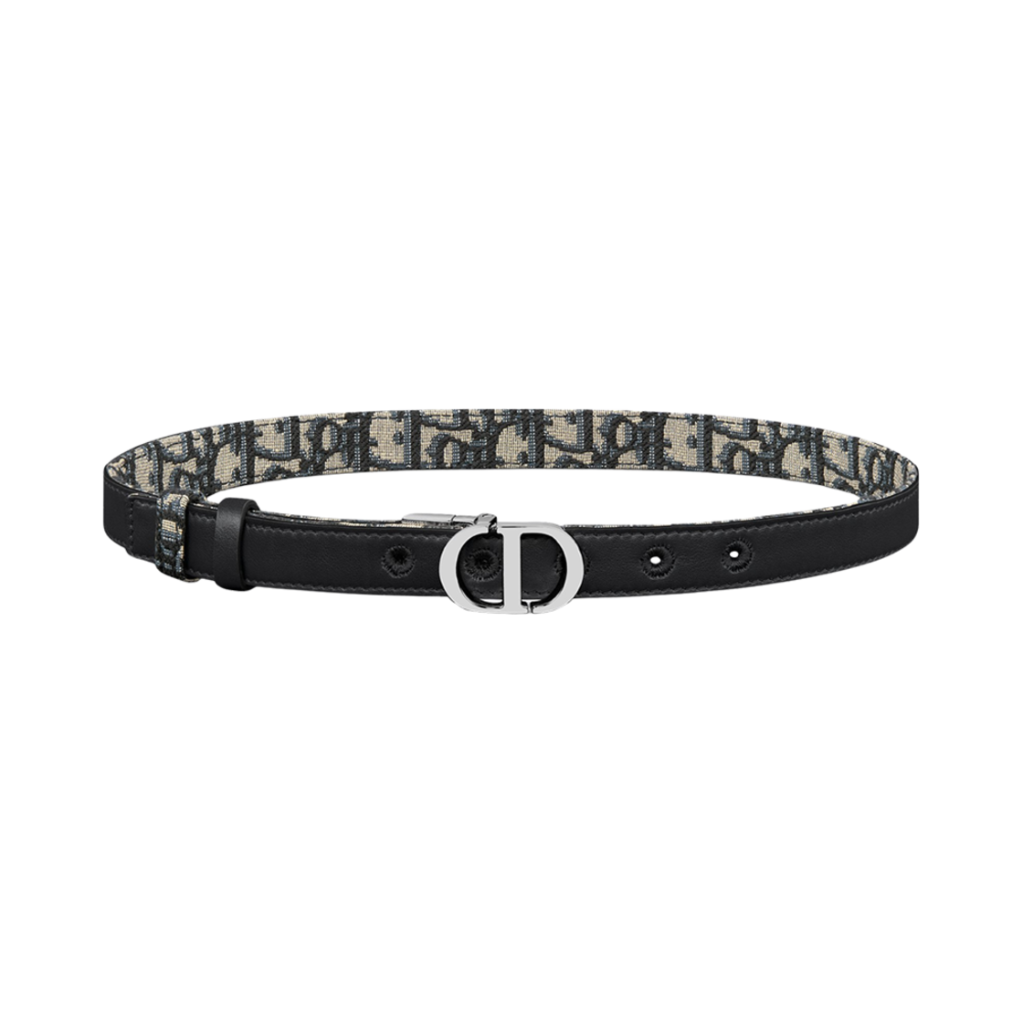 B0446PWEO-M928 (W) Dior 30 Montaigne 20mm Reversible Belt Blue Smooth Calfskin and Dior Oblique Jacquard