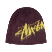 Stussy Brushed Out Stock Skullcap Beanie Eggplant