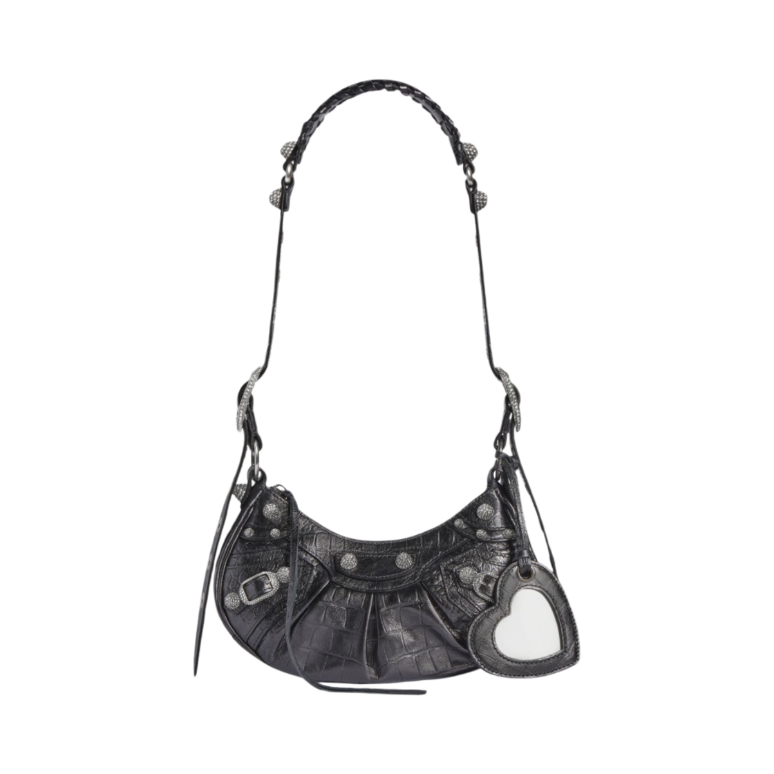 발렌시아가 르 카골 XS 숄더백 크로커다일 엠보스 라인스톤 그레이(Balenciaga Le Cagole XS Shoulder Bag Crocodile Embossed with Rhinestones Grey) - 1