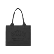 Ganni Large Canvas Tote Bag Phantom