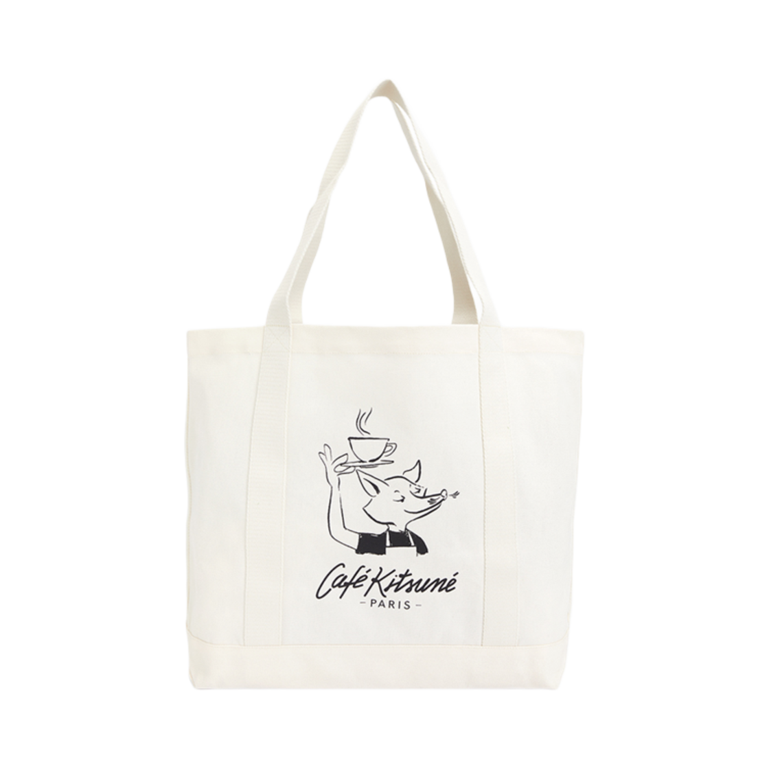 CKMU05101WW9001-P709 Maison Kitsune Barista Fox Tote Bag Ivory