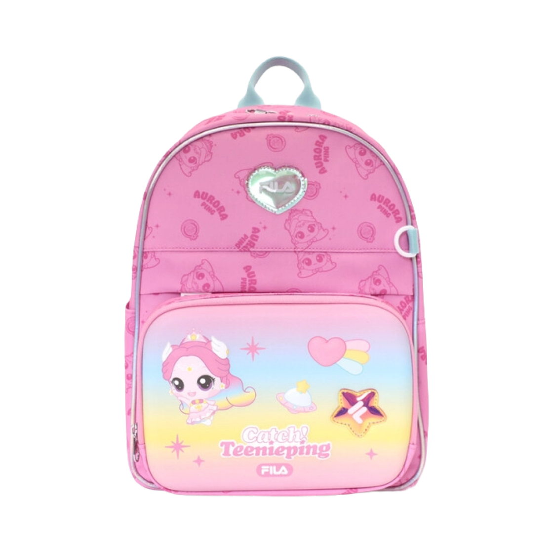 (Kids) 휠라 x 캐치! 티니핑 투웨이 백팩 오로라핑 핑크((Kids) Fila x Catch! Teenieping 2Way Backpack Auroraping Pink)