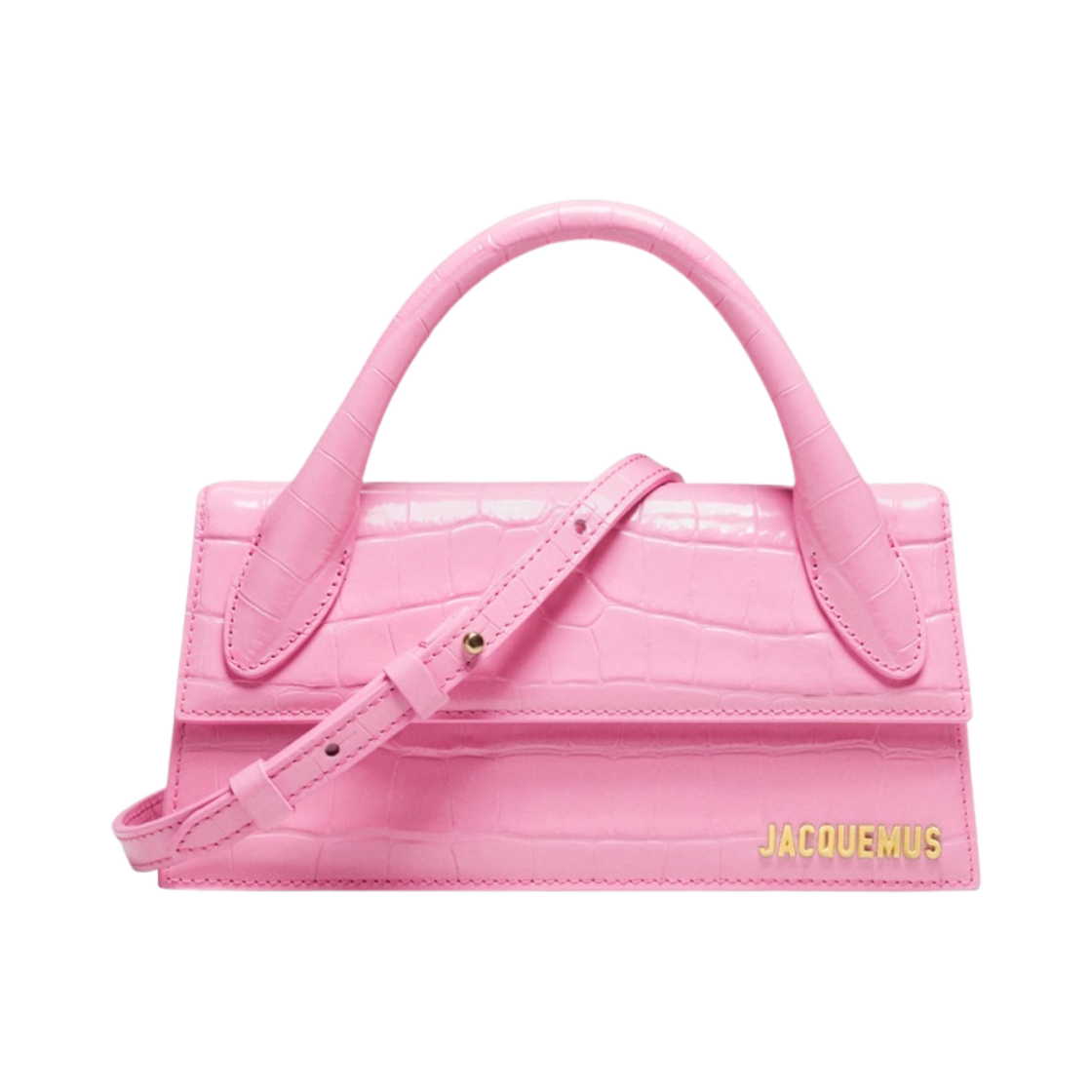 자크뮈스 르 치키토 롱 레더 핸드백 크로코 핑크(Jacquemus Le Chiquito Long Leather Handbag Croco Pink) - 1