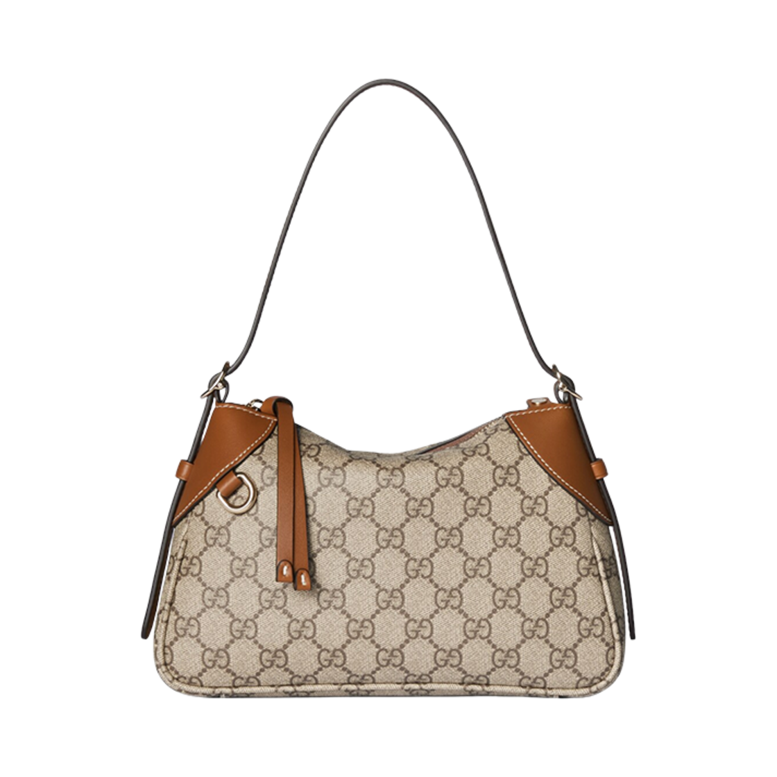 815218-FAEAA-9762 Gucci GG Emblem Small Shoulder Bag Beige Ebony