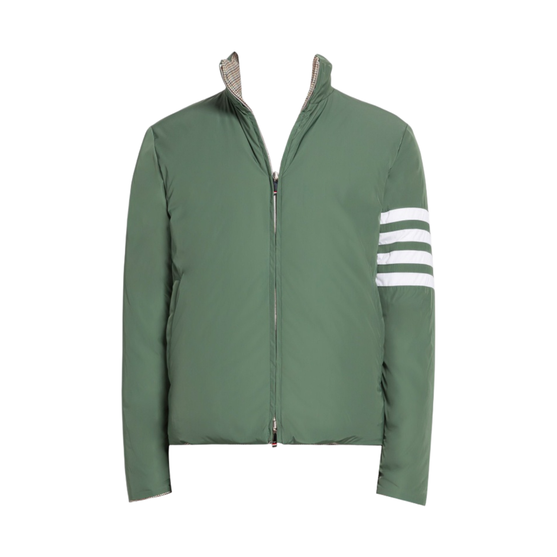 톰브라운 울 하운즈투스 사선 리버시블 퍼넬 넥 집업 자켓 멀티컬러 그린(Thom Browne Wool Houndstooth 4-Bar Reversible Funnel Neck Zip-Up Jacket Multicolor Green) - 2