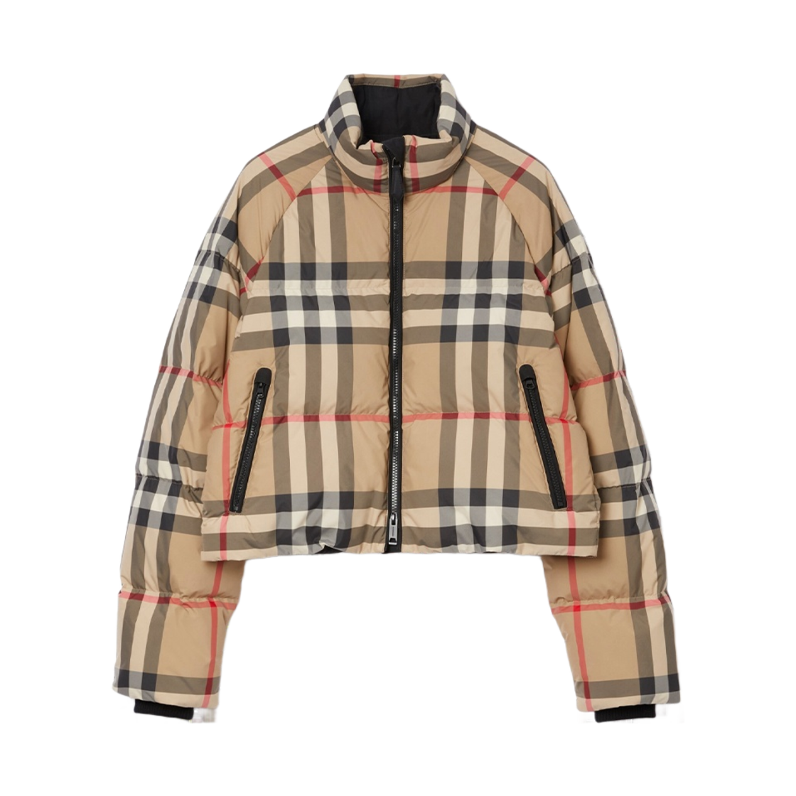 (W) 버버리 체크 크롭 퍼퍼 자켓 아카이브 베이지((W) Burberry Check Cropped Puffer Jacket Archive Beige)