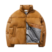 QT8 Garments GB Synthetic Leather Duck Down Short Padding Brown