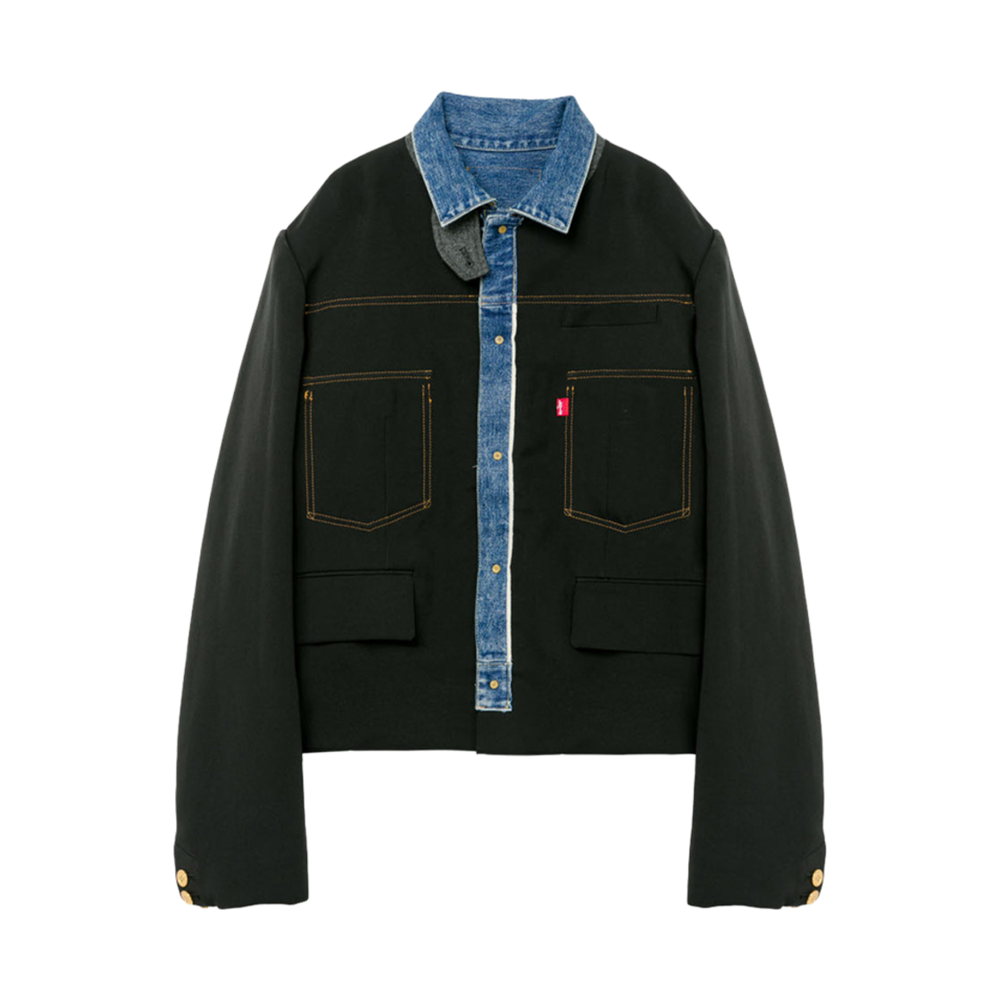 리바이스 x 사카이 데님 x 마테라쎄 트윌 리버시블 블루종 블랙 블루(Levi's x Sacai Denim x Matelasse Twill Reversible Blouson Black Blue)