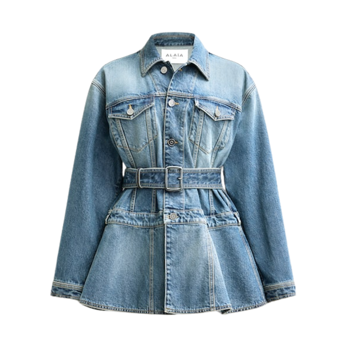 AA9V0422T536A-525 (W) Alaia Denim Bask Jacket Bleu Vintage