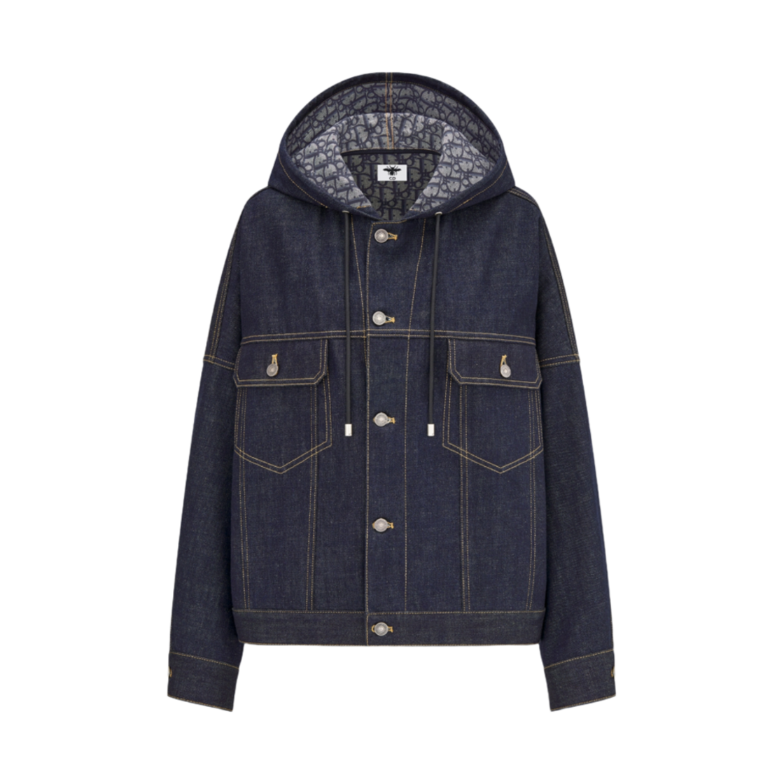 (W) 디올 코튼 데님 디올 오블리크 인테리어 오버사이즈 후드 자켓 블루((W) Dior Cotton Denim with Dior Oblique Interior Oversized Hooded Jacket Blue)
