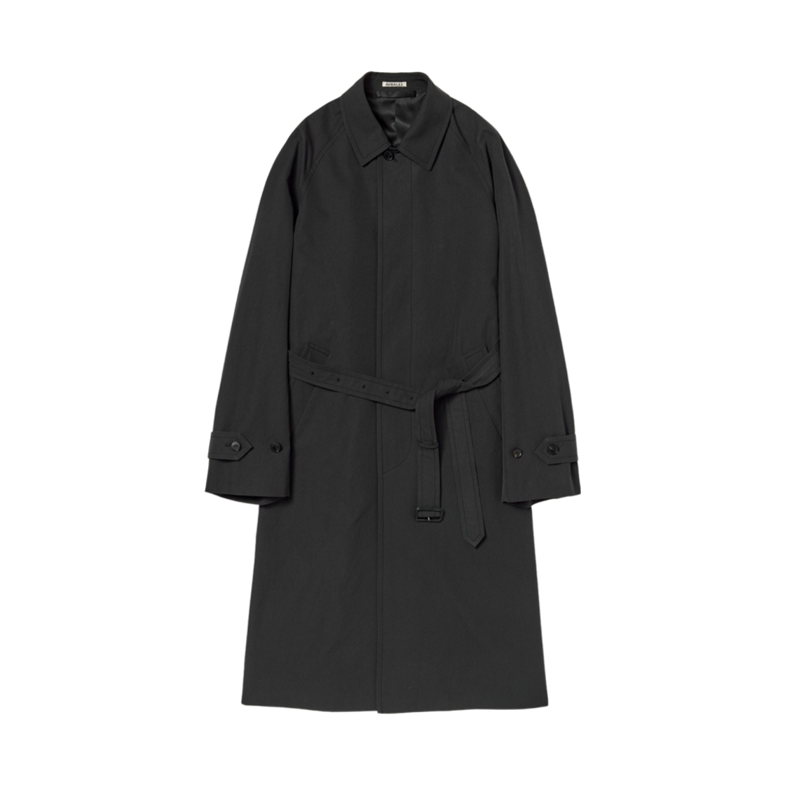 A23AC01FB Auralee Finx Hard Twist Gabardine Soutien Collar Coat Ink Black Chambray