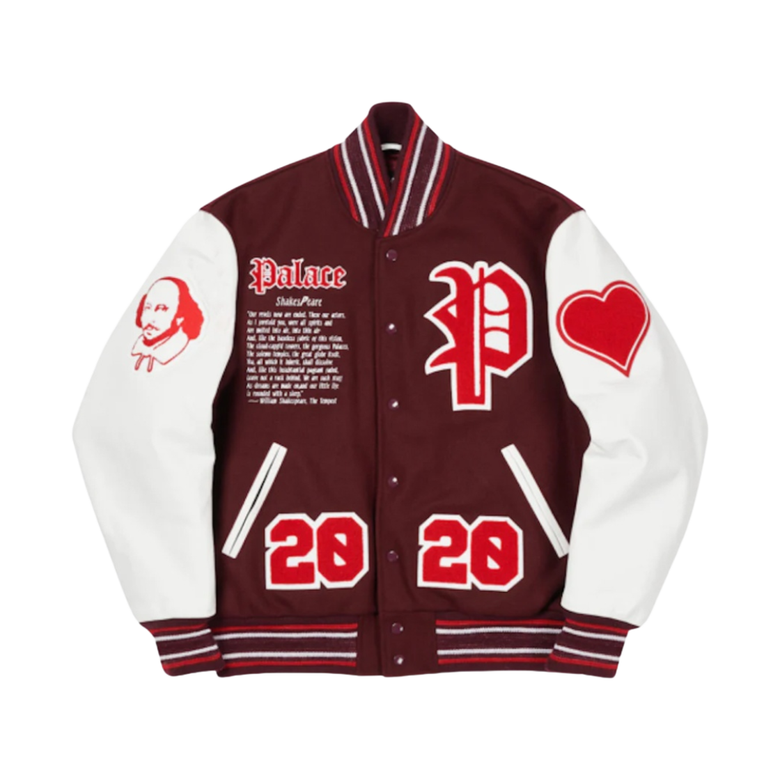 팔라스 애즈 유 라이크 잇 바시티 자켓 버건디 - 20FW(Palace As You Like It Varsity Jacket Burgundy - 20FW)